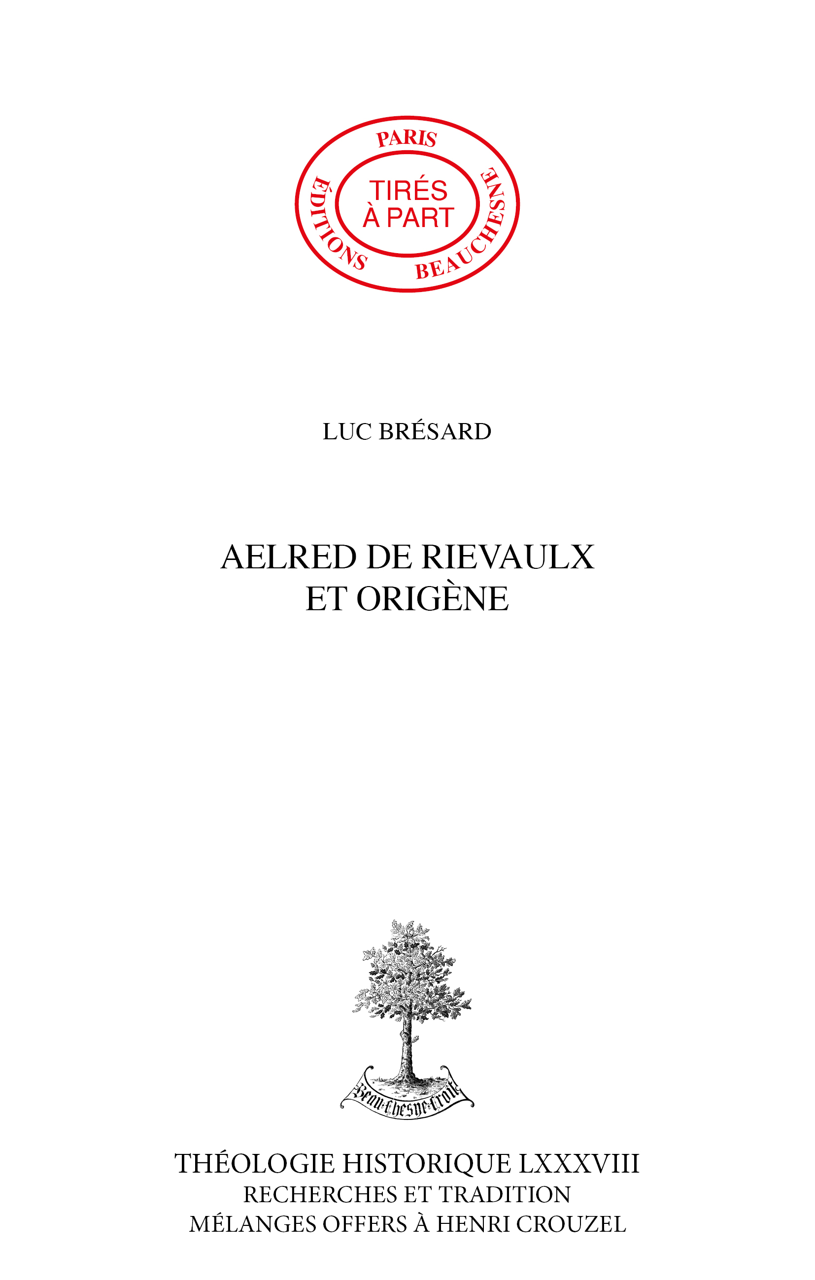 AELRED DE RIEVAULX ET ORIGÈNE